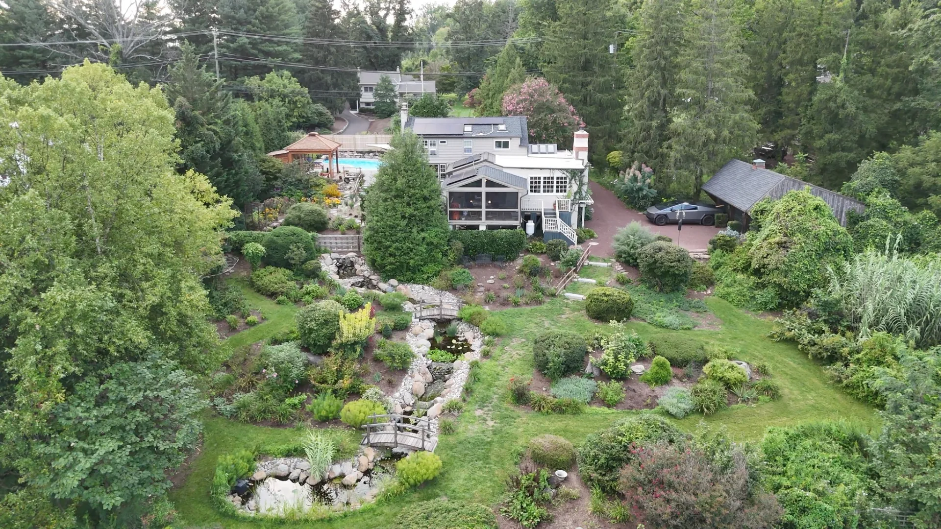 Aerial overview of a completed Nurney landscape property