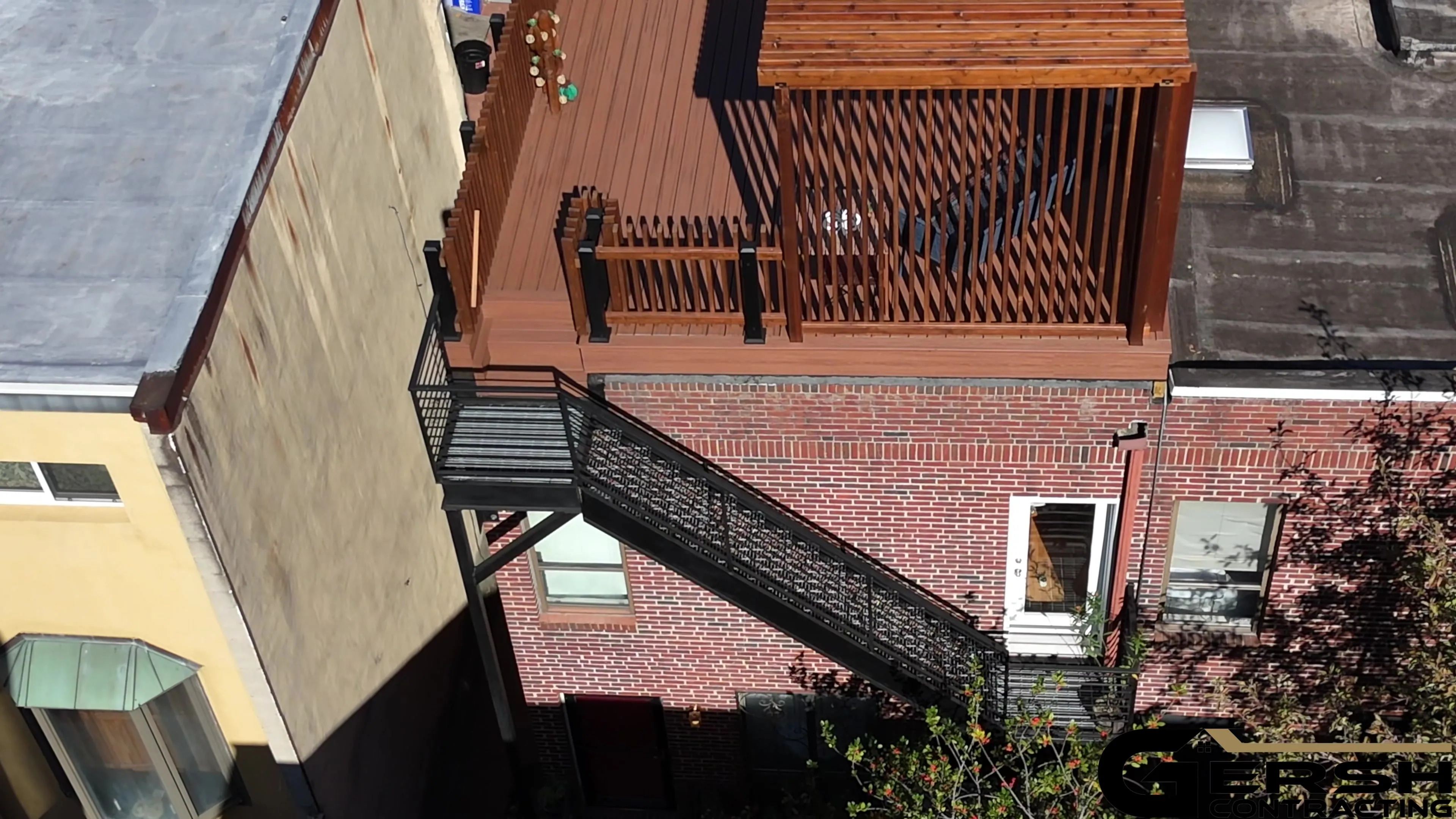 Rooftop deck with pergola after completion