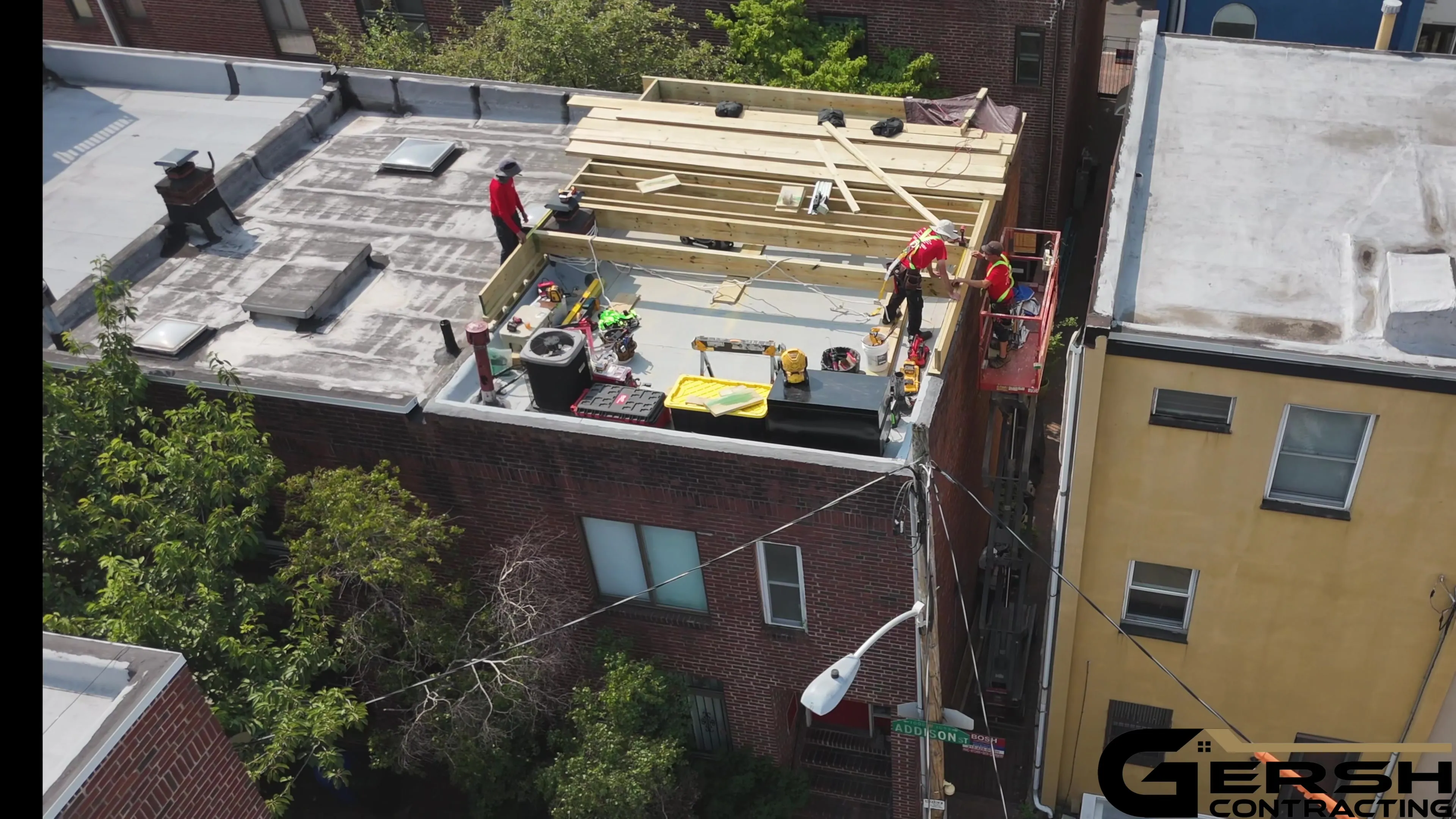 Rooftop construction in progress